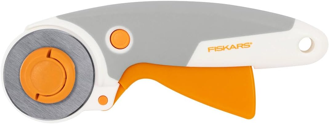 Fiskars Trigger Rotary Cutter, With Blade, 45 mm, For Right and Left-handed Users, Orange/White/Grey, 1003910