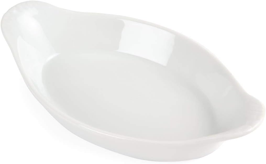 Olympia Whiteware Oval Eared Dishes 204mm Porcelain Serving Plates Oven Safe 6pc