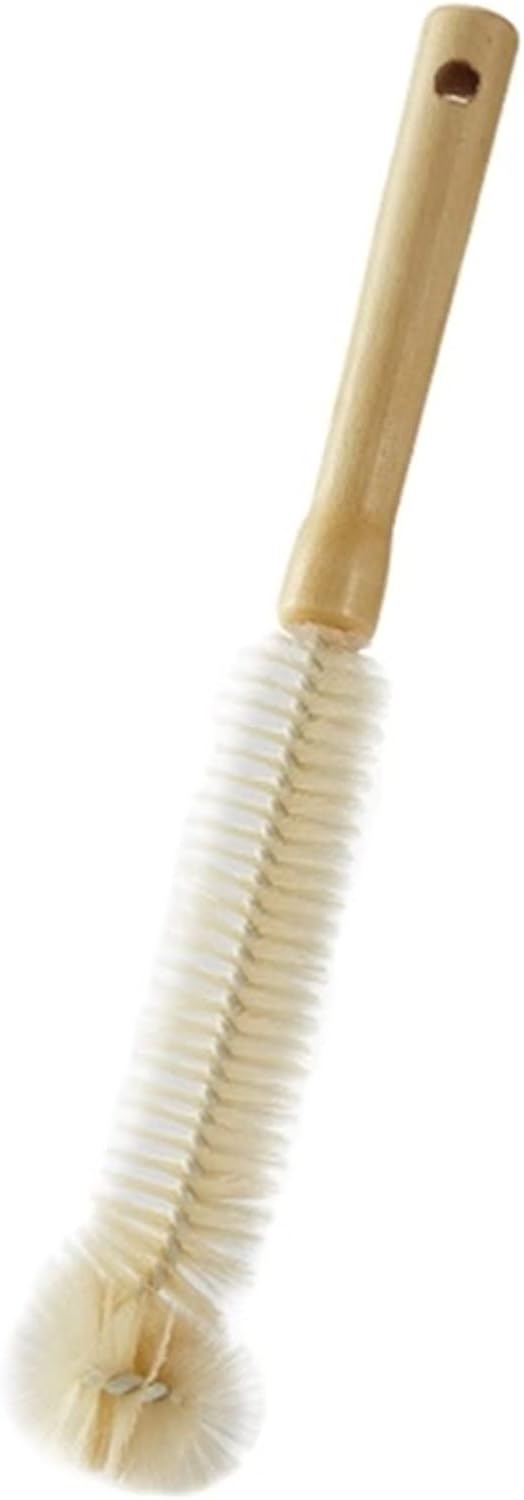 Natural Bristle Bottle Brush, Long Wooden Handle for Narrow