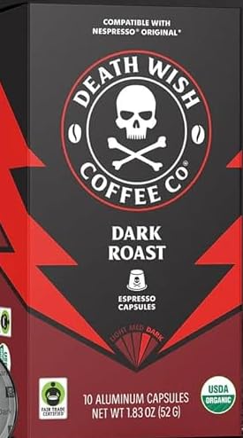 Death Wish Coffee, Capsules Compatible with Nespresso Original Machines, Dark Roast 10 ct.
