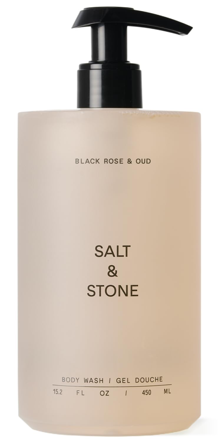 Salt & Stone Body Wash with Antioxidants for Deep Moisture | For Women & Men, Sulfate, Paraben, & Dye Free, Leaving Skin Soft and Hydrated | Black Rose & Oud 15.2 fl oz