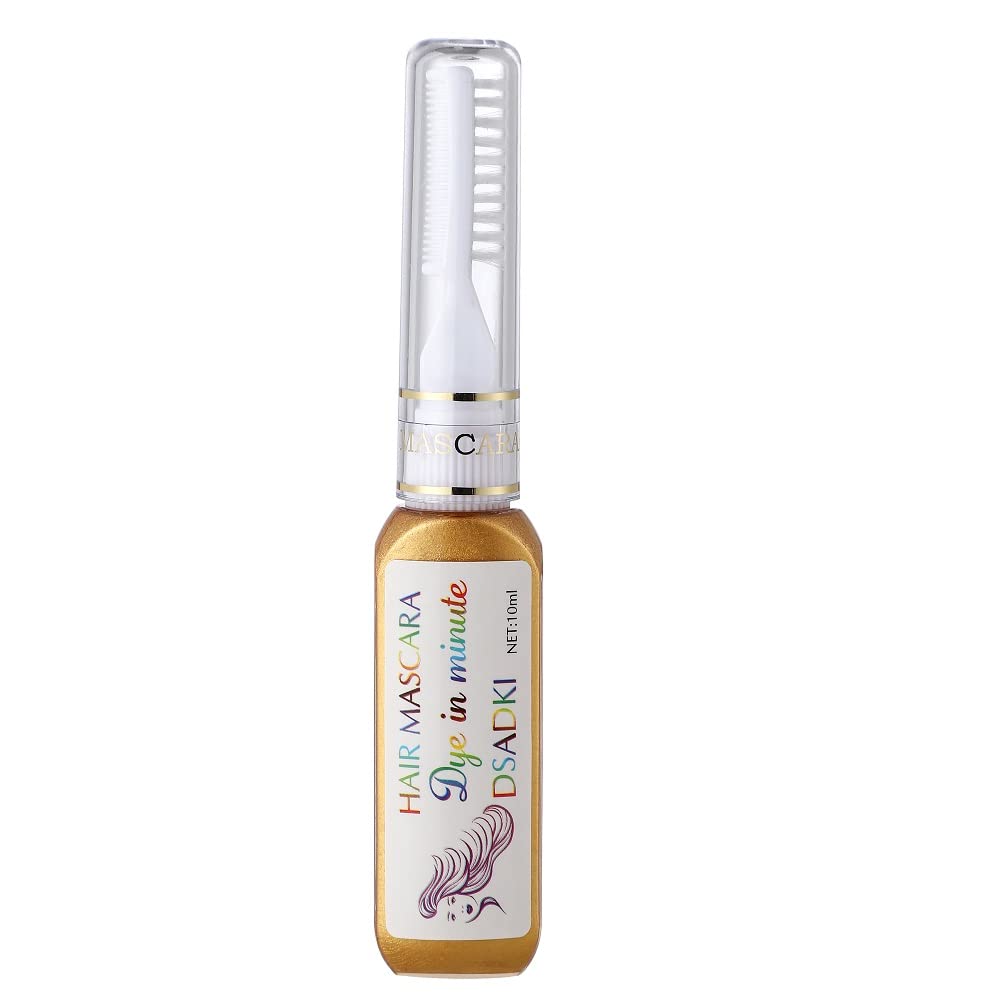 Temporary Hair Color Mascara Washable Hair Dye Stick Non-toxic Instant Hair Chalk Dye for Girls Women (Gold)