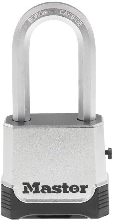 Master Lock Silver Outdoor Combination Lock, Heavy Duty Weather Resistant Padlock with Resettable Code and Cut Resistant Boron Carbide Shackle for Outdoor Use, M176XDLH