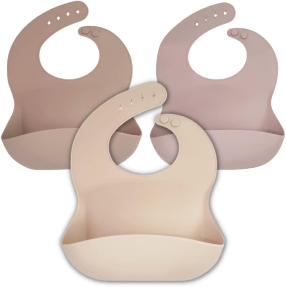 Silicone Weaning Bibs for Babies, Toddler, Baby Weaning Bib, Baby Bib with Food Crumb Collector, BPA Free, Waterproof, Unisex, Baby Weaning Set, 6 months+ (3 SET PACK)