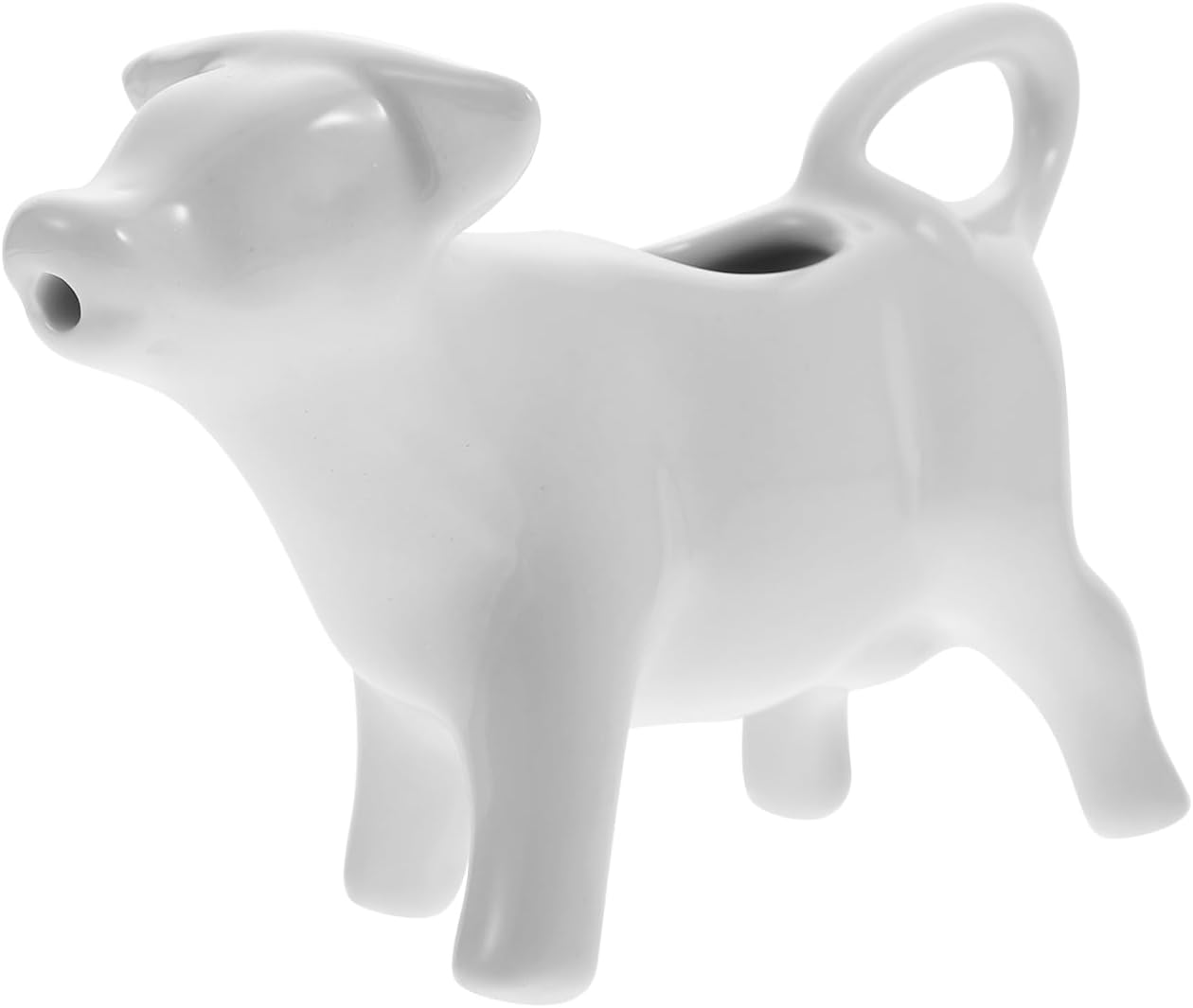 YARNOW Ceramic Cow Milk Jug, 40ml White Animal Shaped Creamer for Coffee, Tea, Sauce, Home and Kitchen Use, Easy to Clean and Store