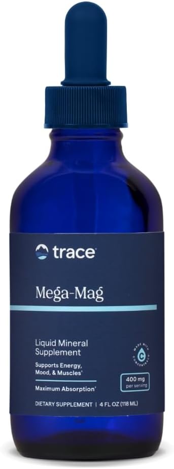 Trace Minerals Mega-Mag - Liquid Energy Support Supplement with Magnesium & Chloride - Healthy Bone & Muscle Function Support Formula - Supplement to Support Nerve Health - 4 fl oz (30 Servings)