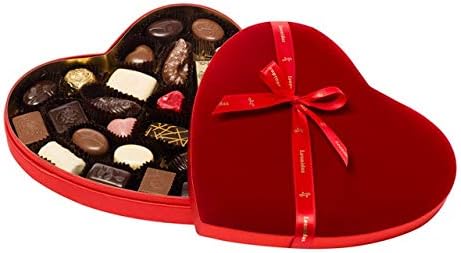 Leonidas Valentine Velvet Heart Gift Box, 30 Assorted Pralines, Creams, Truffles