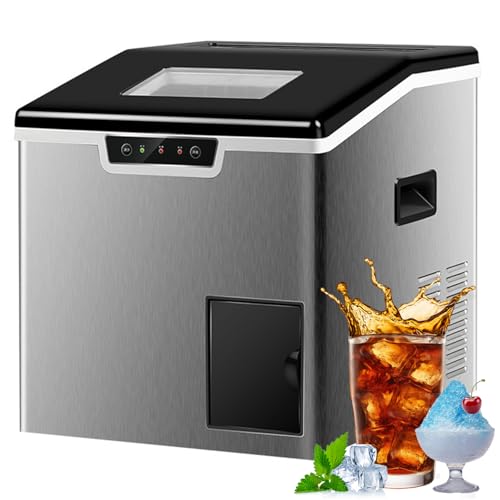 Commercial Ice Maker & Crusher, High Output 20kg/Day, Adjustable Ice Thickness, Automatic Self-Cleaning, 3 Water Supply Modes