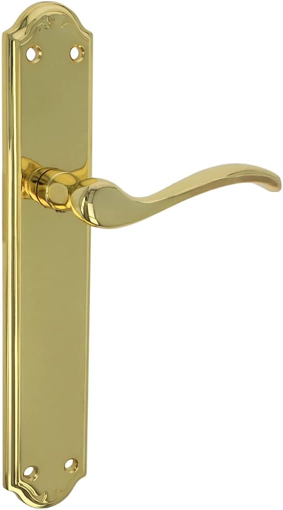 Amig - Plate Handle Set - Ideal for Interior Passage Doors with a Comfortable, Elegant and Timeless Lever - Zamak - Gold Colour - 248 x 44 mm