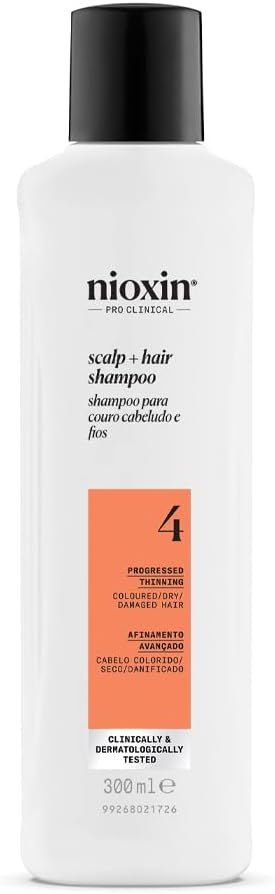 Nioxin System 4 - Hair Thickening System For Damaged Hair with Progressed Thinning - Biotin & Niacinamide - Shampoo, Conditioner, Serum