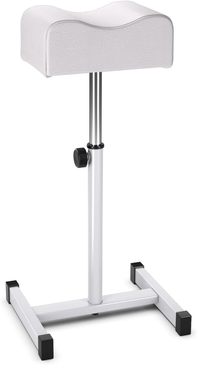 COSTWAY Pedicure Manicure Footrest, 18-26 Inch Adjustable Pedicure Chair Nail Footrest with Soft Cushion, Portable Manicure Foot Rest Stool Equipment for Beauty, Salon, Spa and Home Selfcare (White)