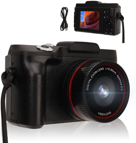 1080P Digital Camera for Photography Autofocus 16X Digital Zoom, 16MP Vlogging Camera with 180° Flip Screen Compact Camera, Support 128G SD Card