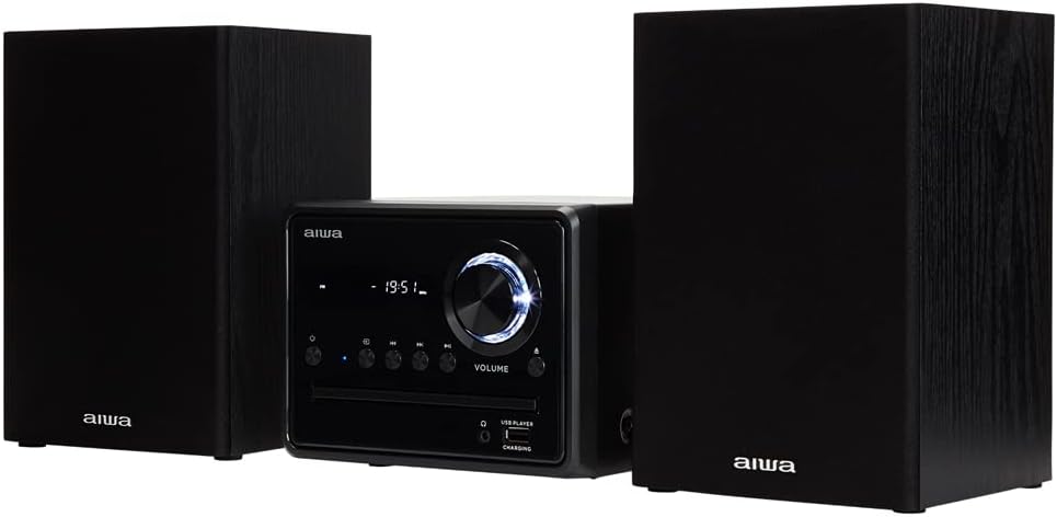 Aiwa MSBTU-300, Hi-Fi Microsystem with Bluetooth, CD, USB, FM Radio, Black