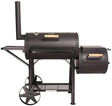 CosmoGrill™ Outdoor XXXL 90KG Charcoal Barbecue | Portable Smoker BBQ Grill with Barrel Offset Smoker, Warming Rack, Built-in Thermometer, Shelves | Extra Large Black BBQ for Home Garden Party Cooking