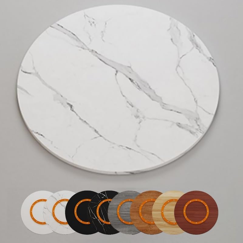 GSKFXJ Large Solid Wood Turntable For Dining Table 20in 30in 40in Lazy Susan Rotating Serving Tray Tabletop Serving Plate Wood Turntable Tray Smooth Spin(Marble,45cm/18in)