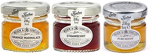 Mixed Pack - Wilkin & Sons of Tiptree Strawberry / Honey / Orange Marmalade Preserves - 8 x 28g Mini Jars of Each Flavour - 24 Unit Mixed Pack - Breakfast Essentials