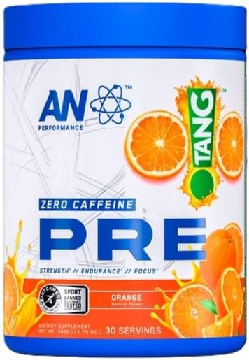 AN Performance Non-Stimulant Pre-Workout Supplement | Zero Caffeine Energy Drink Mix | Beta Alanine + Citrulline | Third-Party Tested | Informed Sport Certified | Tang Orange | 30 Servings