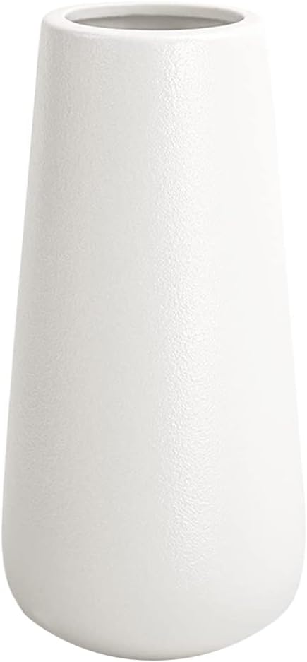 Tall 8” White Ceramic Vases for Modern Home Decor Centerpieces, Classic Decorative Flowers Vase for Pampas Grass