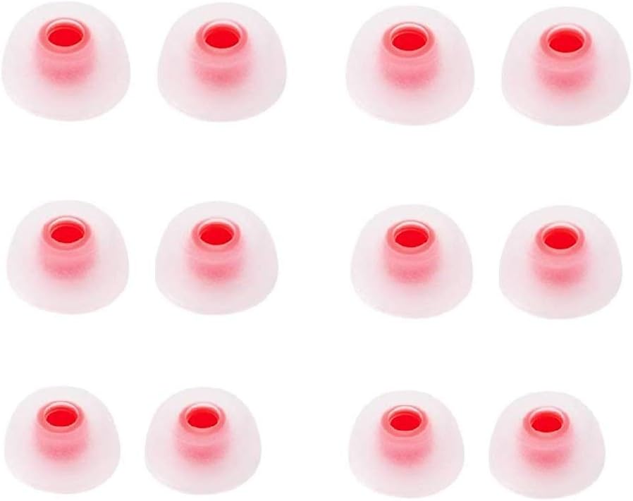 12 PCS Replacement Ear Gels Ear Buds Tips Eargels Compatible with Jabra Elite Active 65t Earbuds/Jabra Elite 65t Earbuds / 75t Earbuds, S/M/L 3 Size 6 Pairs, White-Red 65t Tips