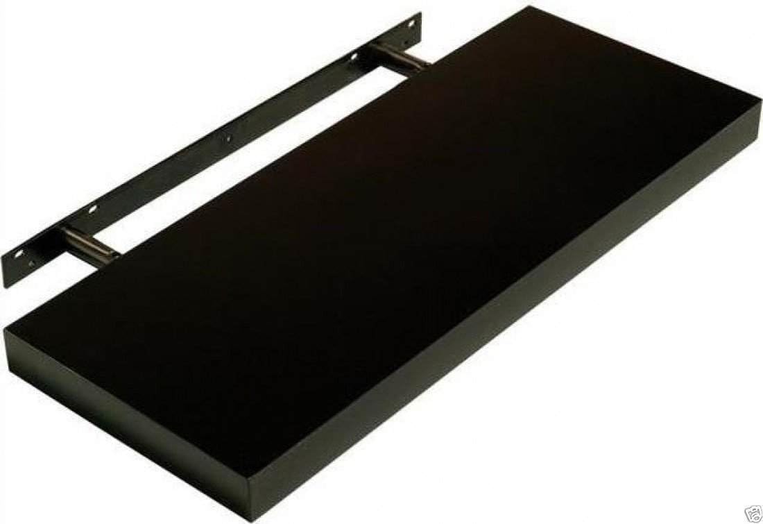 Homme Concept – 40cm High Gloss Floating Shelves, Black Wall Shelf with Invisible bracket, Display Shelves for Books, Photos, Ideal Home Decor Accessories for Bedroom, Living Room, Office, Kitchen.