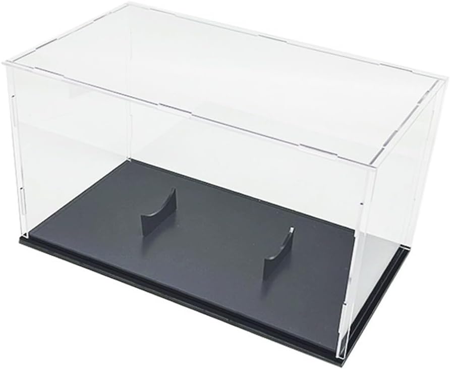 Acrylic Clear Storage Box Case Removable Dustproof Stand Holder Memorabilia Showcase Black Green Football Rugby Display for Standard Size Ball Sports(black)