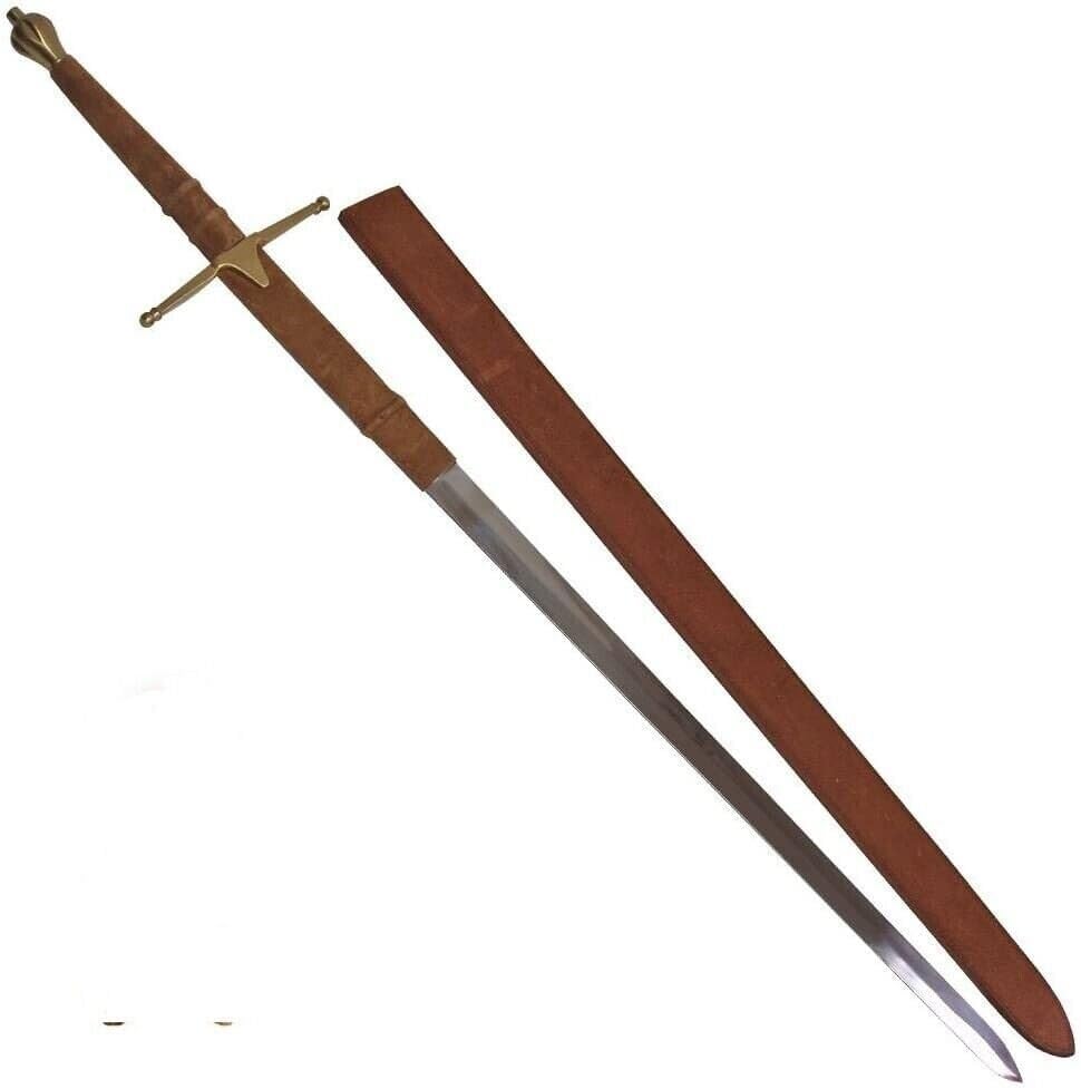 Medieval Sword - William Wallace Sword from Braveheart Replica with Stainless-Steel Double-Edged Blade, Metal Hilt