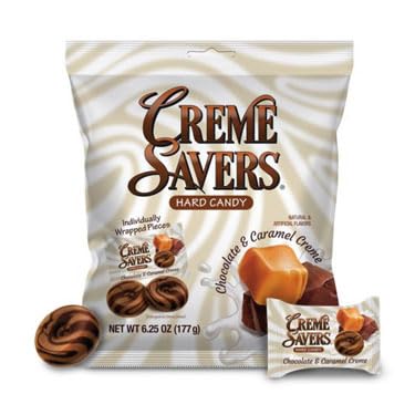 Creme Savers Chocolate and Caramel Hard Candy | The Taste of Sweet Chocolate Swirled in Rich Caramel Cream | The Original Classic Creme Savers Brought To You By Iconic Candy | 6.25oz Bag