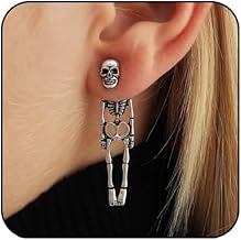 Punk Halloween Earrings for Women, Spooky Skull Skeleton Dangle Earrings for Women,Bloody Knife Drop Earrings,Scary Halloween Party Earrings for Halloween Accessories