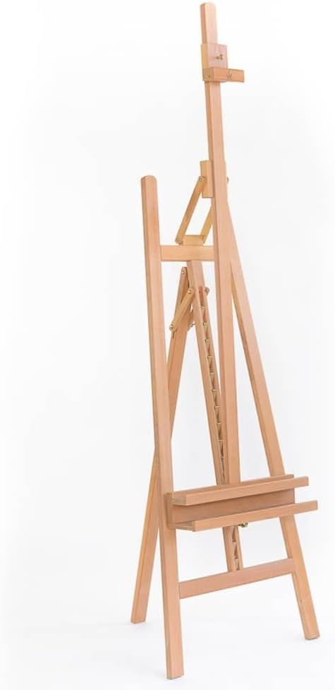 Rosabella Premium Lyre Easel for Painting - Imported Italian Easel Stand with Adjustable Art Easel Features, Handcrafted Beechwood, Supports 51" Canvases, Utility Shelf Included