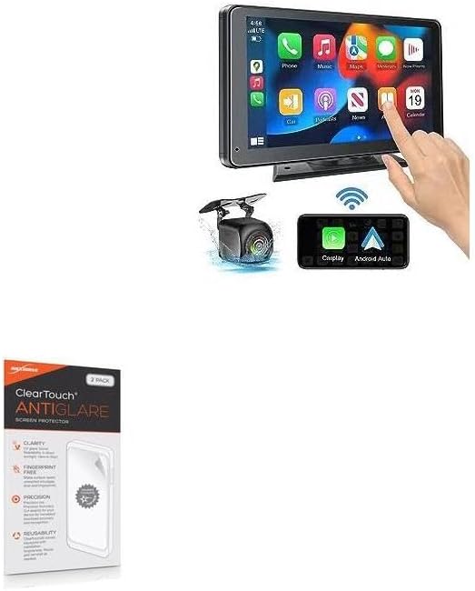 BoxWave Screen Protector Compatible with Paslda Portable Car Stereo - ClearTouch Anti-Glare (2-Pack), Anti-Fingerprint Matte Film Skin