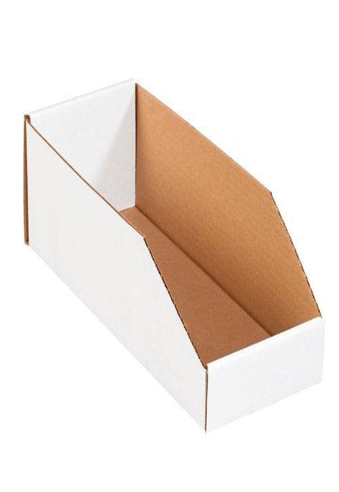 Aviditi Corrugated Cardboard Storage Bins, 6"x 15"x 4 1/2", White, Pack of 50, for Warehouse, Garage and Home Organization