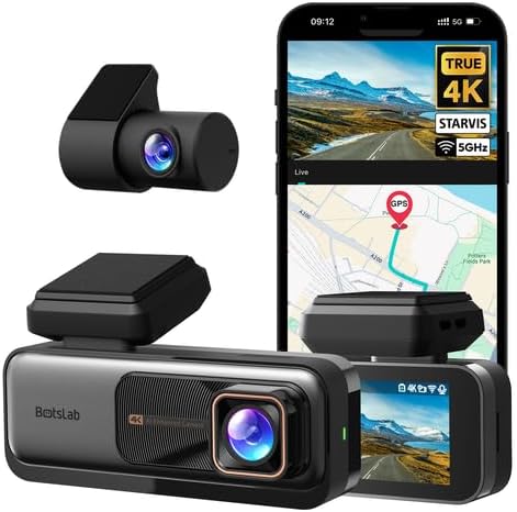 4K Dash Cam Front and Rear, 170° Ultra Wide Dashcam with ADAS, Night Vision, 24/7 Parking Mode, Sony IMX415 Sensor, WDR, Free 64GB SD Card, 5G/2.4G WiFi, Built-in GPS, Loop Recording