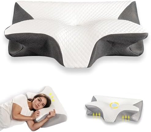 Doreve Cloudfaser Pillow, Cervical Neck Pillow, Dreamers Relief Pillow for Pain Relief & Sleeping, Ergonomic Contour for Side Sleepers, Necks and Shoulder Support