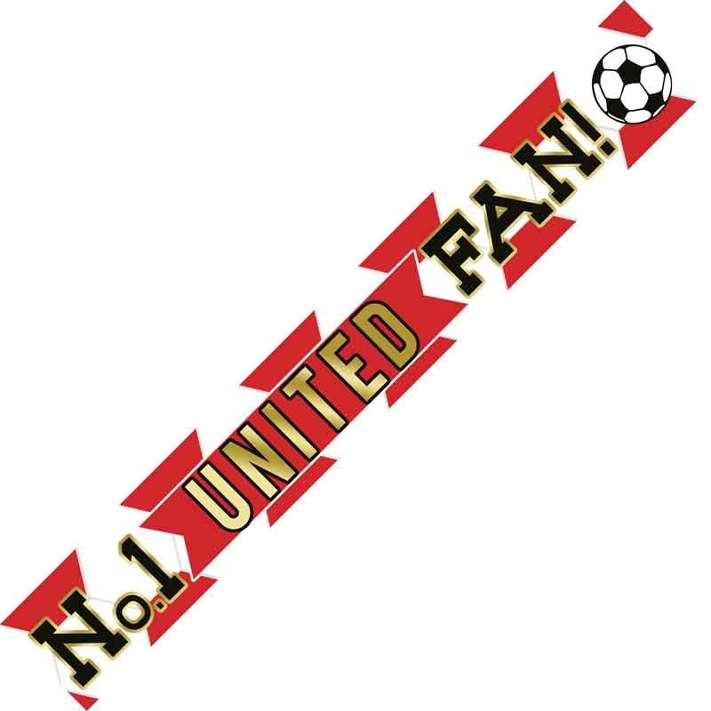 FANCYDRESSCOZ Man United Number 1 United Fan Football Banner Birthday Party Decor Manchester United Footie No.1 United Supporter