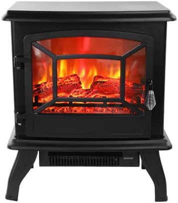 Winado Electric Fireplace, 20” Stove Heater with Realistic Flame, Adjustable Heating Mode, CSA Certified - Overheating Safety Protection for Living Room& Bedroom& Office, 120V 1400W, Black