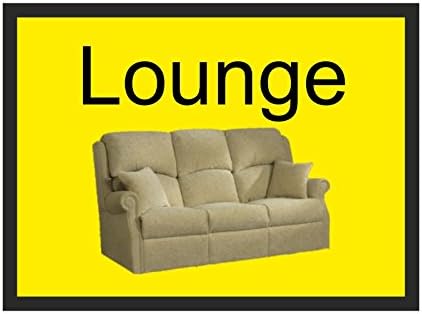 UK Safety Store Lounge Dementia Sign 300mm x 200mm Yellow Paper Wall Mount Style Simple