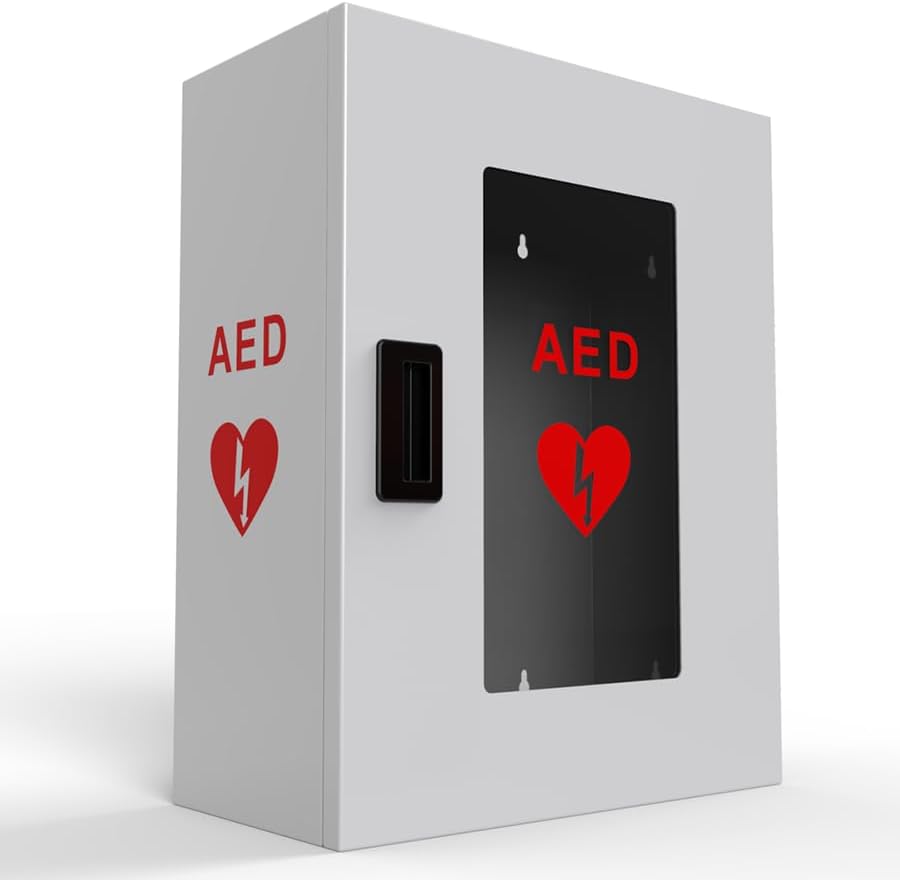 Universal Defibrillator Cabinet with no Alarm - AED Cabinet Wall-Mounted - Outdoor or Indoor Wall Fixed AED Storage - First Aid - Mounted AED-Defibrillator Enclosure - Public Access Box - no Key Lock