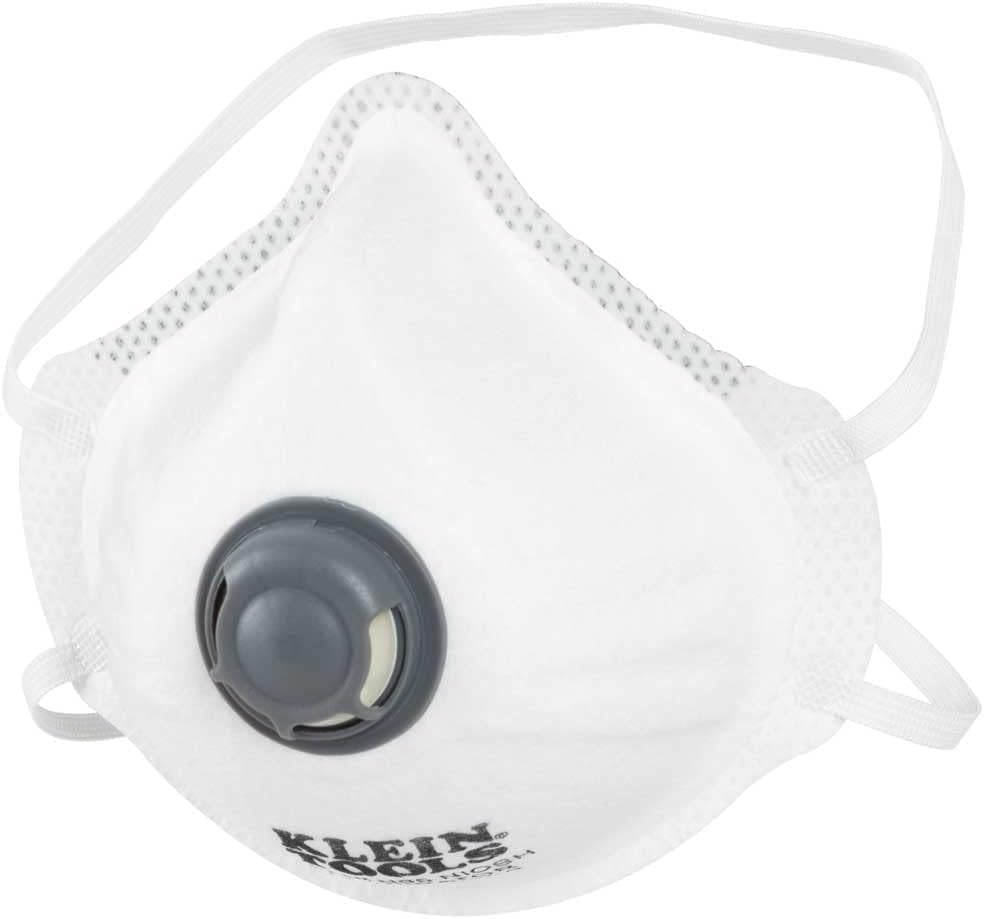 Klein Tools 6044010 Respirator Mask, N95 Particulate Disposable Valved Respirator, NIOSH approved for Woodworking and Construction, 10-Pack