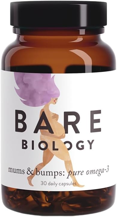 Bare Biology Omega 3 Pregnancy Supplement - Mums & Bumps Fish Oil Capsules (30 Servings) DHA 560mg, High Strength & 3rd Party Tested for Preconception, Pregnancy & Breastfeeding