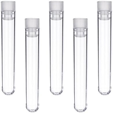 Plastic Test Tubes,Pack of 20 Plastic Sample Test Tubes Gift Tubes with Caps, 12*75mm, Transparent