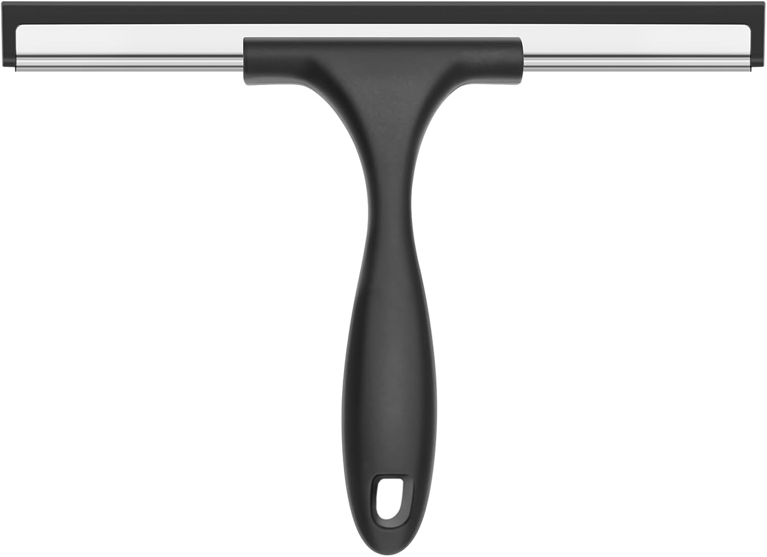 NileHome Shower Squeegee for Glass Door Stainless Steel Window Squeegee All-Purpose Heavy-Duty Bathroom Squeegee for Shower Glass Door and Tile Cleaning Non-slip Handle 10 Inches