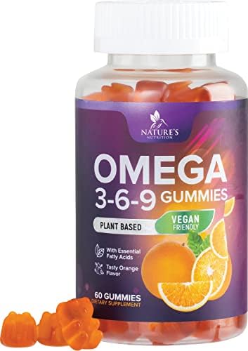 Omega 3 6 9 Vegan Gummies - Triple Strength Omega 3 Supplement Gummy - Essential Oil 369 Heart Support and Brain Support for Women, Men & Pregnant Women, Non-GMO, Orange Flavor - 60 Gummies