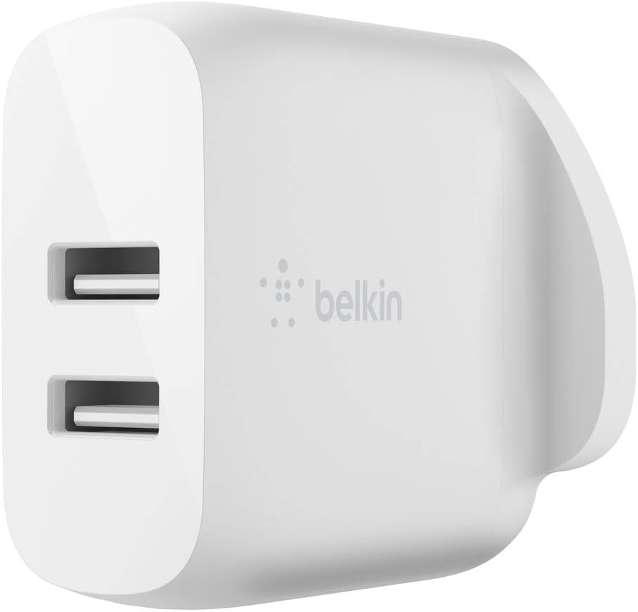 Belkin WCB002MYWH Boost Charge Dual USB-A 24W Wall Mobile Device Charger - White
