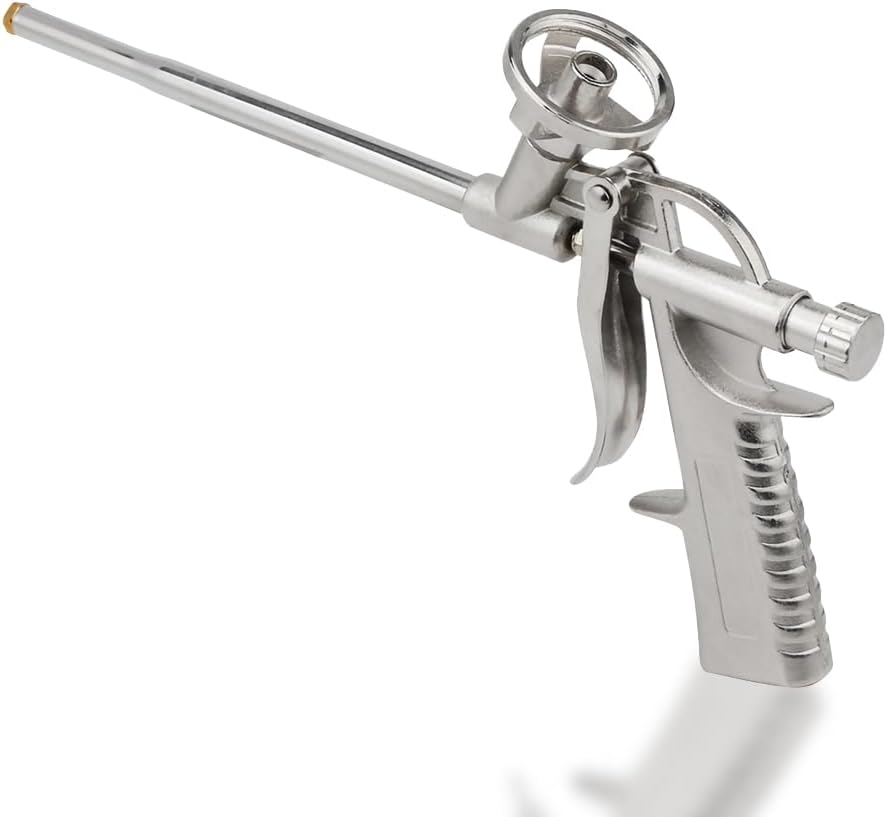 Foam Gun, Spray Application Gun for Caulking Needn't Cleaner Manual PU Expanding Applicator Tool Upgrade Dispensing Insulation Filler Gaps Metal Body Covered Bubble Filling Sealing Home Office Use