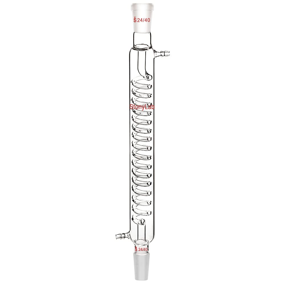 StonyLab Borosilicate Glass Graham Condenser with 24/40 Joint 300 mm Jacket Length Lab Glass Condenser