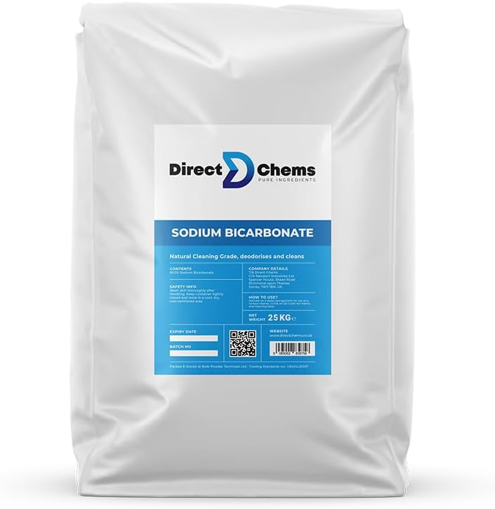 DIRECTCHEMS Sodium Bicarbonate Pure Baking Soda 25KG | Only Natural Product on Market | Cleaning, Gardening | Soil Association Approved | No Aluminium