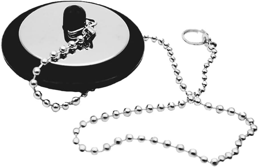 Universal Bath Plug with Chain Bathroom Sink Plug Replacement Drain Stopper for Bathroom Kitchen,Kitchen Sink Plug Rubber Bath Plug with Stainless Steel Chain (1 Pcs)