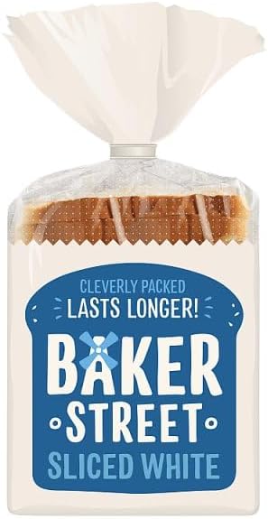Baker Street White Sliced Bread 550g (Pack of 2) | Classic Soft and Fluffy Loaves | Healthy and Nutritious | Long Life Freshness