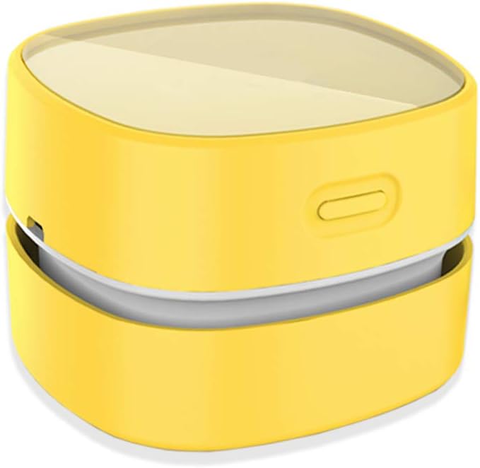 ODISTAR Desktop Vacuum Cleaner,Mini Table dust Sweeper Energy Saving with auto Power-Off Function,High Endurance up to 400 mins,Cordless&360º Rotatable for Keyboard/Home/Offic (Yellow Charging)