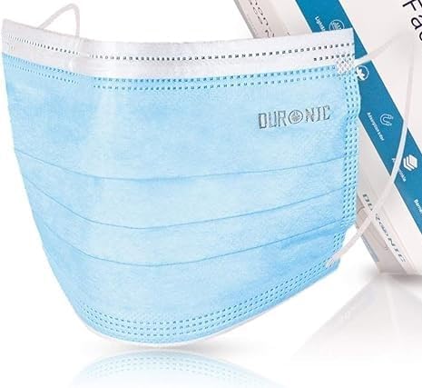 Duronic Disposable Face Masks GM100, Adjustable Dust Mask with 99% Filtration, Breathable Face Covering for Gardening, Cleaning, DIY & Allergies